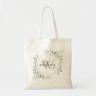 Bolsa Tote Monograma de Escritura Elegante com Verdura