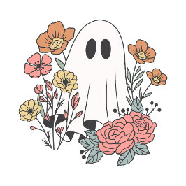 Bolsa Tote Monograma de Fantasma de Halloween Floral Fofo
