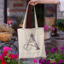 Bolsa Tote Monograma de Flor Personalizada Letra A Presente P