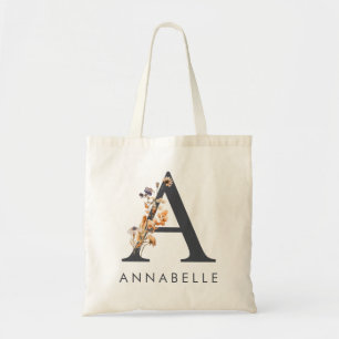 Bolsa Tote Monograma de Flor Silvestre Boho Letra A