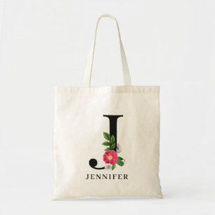 Bolsa Tote Monograma de Floral Alfabeto Personalizado J