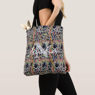 Bolsa Tote Monograma de Folhas Abstratas