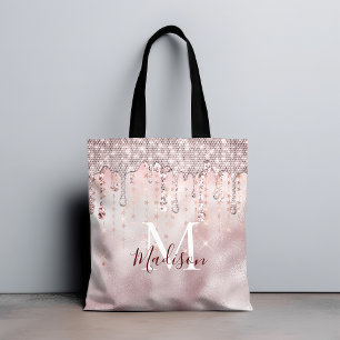 Bolsa Tote Monograma de gotejamento de rosa de microfone de o