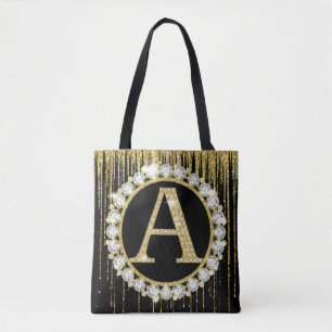 Bolsa Tote Monograma de Inicial Pessoal com Efeito de Gotejam