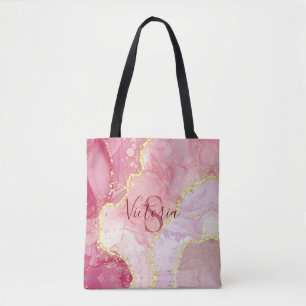 Bolsa Tote Monograma de Largura Rosa