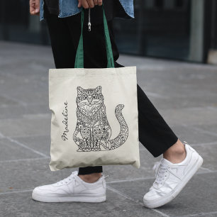 Bolsa Tote Monograma de Mandala para Cores Adultas