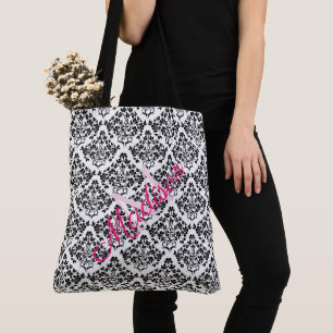 Bolsa Tote Monograma de Menino Branco Negro Trendy Bonito