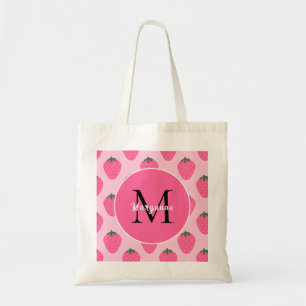 Bolsa Tote Monograma de morango rosa