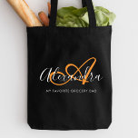 Bolsa Tote Monograma de Nome com Açafrão Laranja Feminino em<br><div class="desc">Personalize sua linda bolsa de compras preta com monograma da moda! O texto abaixo pode ser personalizado de acordo com a frase de sua preferência ou até mesmo seu nome completo; você também pode excluí-lo se preferir. Se precisar de ajuda, por favor nos avise em belytaliarecipes@gmail.com, e teremos prazer em...</div>