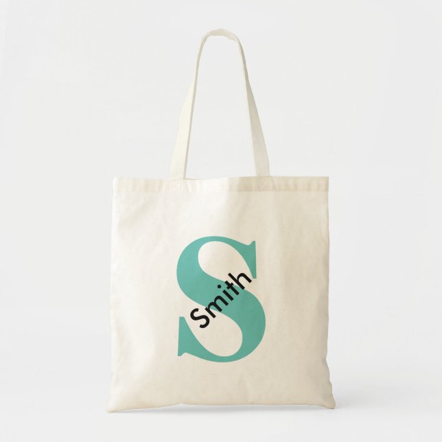 Bolsa Tote Monograma de nome personalizado (Frente)