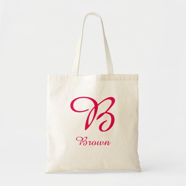 Bolsa Tote Monograma de nome personalizado (Frente)