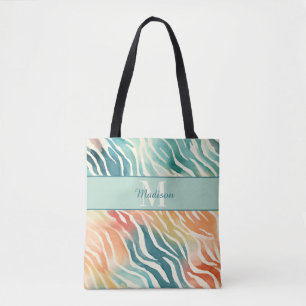 Bolsa Tote Monograma de Nome Personalizado Elegante Multicolo