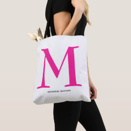 Bolsa Tote Monograma de Nome Rosa Quente Elegante