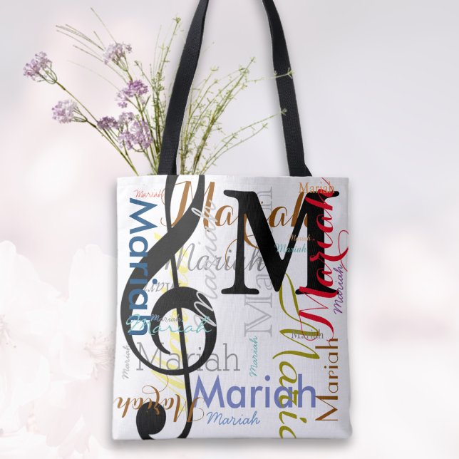 Bolsa Tote Monograma de Nota de Música com Limpeza Trepável c (take me anywhere)