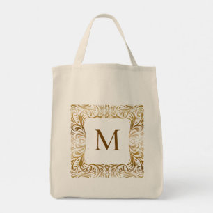 Bolsa Tote Monograma de Ouro Elegante de Escritura Personaliz