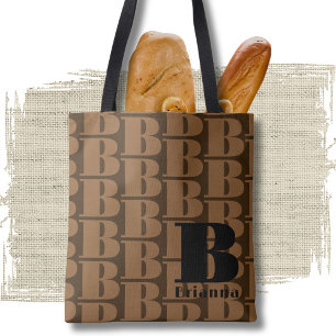 Bolsa Tote Monograma de Padrão do Designer Elegante Preto Bro