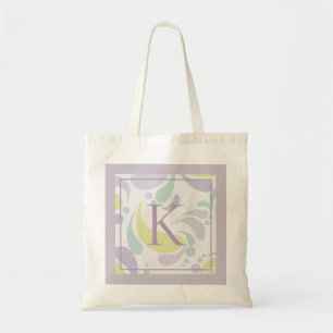 Bolsa Tote Monograma de Padrão Lilac e Pastel Verde