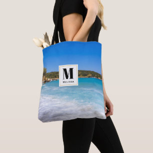 Bolsa Tote Monograma de Paraíso Tropical de Praia Exótica