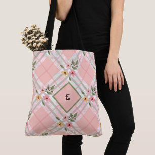 Bolsa Tote Monograma de Petais de Xadrez Elegante
