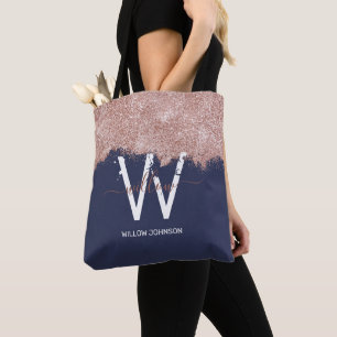 Bolsa Tote Monograma de poeira azul brilhante cinzenta azul d