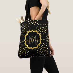 Bolsa Tote Monograma de pontos brilhantes do ouro