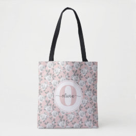 Bolsa Tote Monograma de Rosa do Elegante, cor-de-rosa