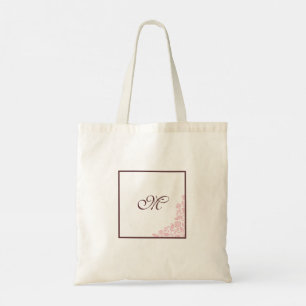 Bolsa Tote Monograma de Script de Raça Rosa Rosa Rosa Vintage