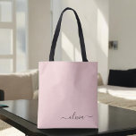 Bolsa Tote Monograma de Scripts Rapariga Brancos Blush Dusty<br><div class="desc">Blush Dusty Pink Elegante Adicione Seu Próprio Nome Monograma Book Bag. Este Livro Bag pode ser personalizado para incluir seu nome inicial e próprio e ser dado como presente para o Natal,  Doce 16 Aniversário,  Chá de panela ou Casamento.</div>