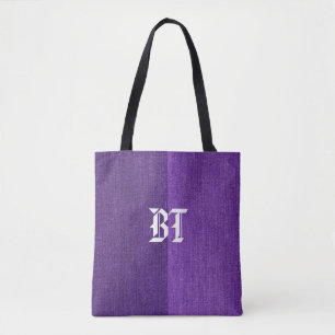 Bolsa Tote Monograma de Tecidos de Denim Roxo Personalizado