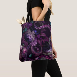 Bolsa Tote Monograma de Tentáculo Rosa Escuro de Cthulhu Com