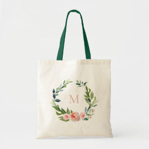 Bolsa Tote Monograma de Terra Floral do rosa Garden