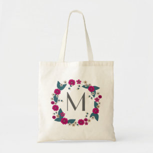 Bolsa Tote Monograma de wreath de Buquê floral