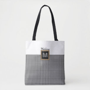 Bolsa Tote Monograma de Xadrez Gingham para Verificação em