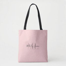Bolsa Tote Monograma | Design preto e rosa personalizado |