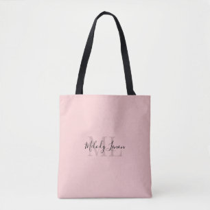 Bolsa Tote Monograma Design preto e rosa personalizado
