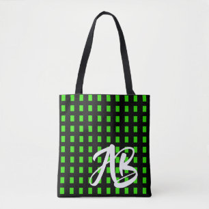 Bolsa Tote Monograma Diversão Moderna Preta e Verde
