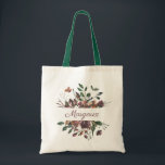 Bolsa Tote Monograma do Buquê Botânico Rustic Burgundy<br><div class="desc">Buquê de aquarelas de flores escuras e folhagem mutada,  saco de tota monograma. Personalizar estilo,  cor e tamanho da fonte de texto. Projetado para combinar com nossa Coleção Botânica Russa.</div>