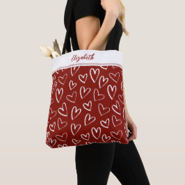 Bolsa Tote Monograma do Namorados Branco Vermelho Moderno