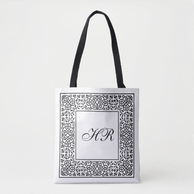 Bolsa Tote Monograma do Ornamentado Knotwork (Frente)