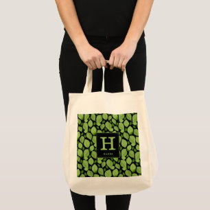 Bolsa Tote Monograma do Padrão Botânico de Folha Verde