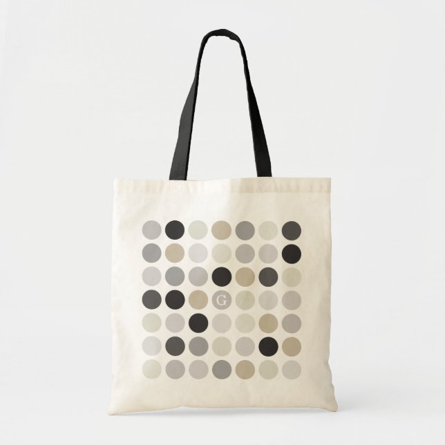 Bolsa Tote Monograma do padrão branco preto moderno das bolin (Frente)