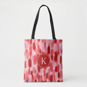 Bolsa Tote Monograma do padrão de pincéis Abstrato cor-de-ros