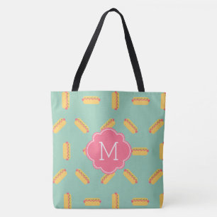 Bolsa Tote Monograma do padrão dos cães quentes