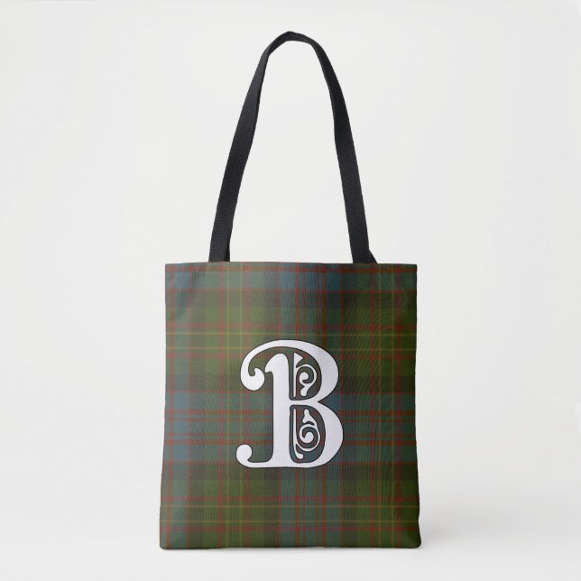 Bolsa Tote Monograma do Tartan do clã de Bowie (Frente)