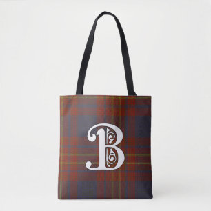 Bolsa Tote Monograma do Tartan do clã do mordomo
