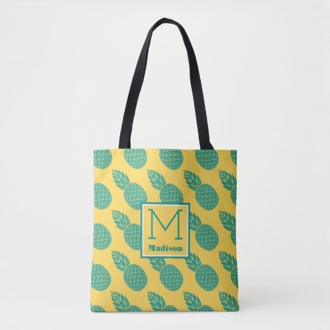 Bolsa Tote Monograma do teste padrão | do abacaxi (Frente)