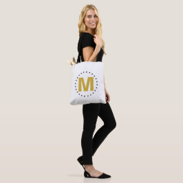 Bolsa Tote Monograma Dourado Branco