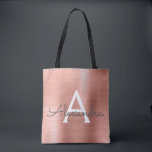 Bolsa Tote Monograma Dourado de aço inoxidável rosa rosa rosa<br><div class="desc">Rosa Rosa Rosa Rosa Dourada Faux Stainless Steel Elegante Monograma Bag. Esse caso pode ser personalizado para incluir seu nome inicial e próprio.</div>