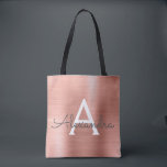 Bolsa Tote Monograma Dourado de aço inoxidável rosa rosa rosa<br><div class="desc">Rosa Rosa Rosa Rosa Dourada Faux Stainless Steel Elegante Monograma Bag. Esse caso pode ser personalizado para incluir seu nome inicial e próprio.</div>