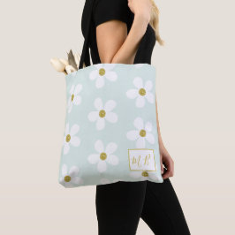 Bolsa Tote Monograma Dourado Simples de Margarida Branca Verd